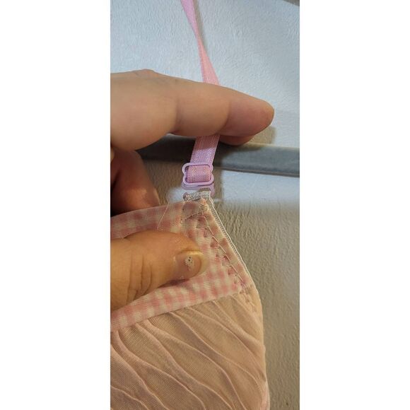 Pink/white checkard bra/swim top - Picture 2 of 6